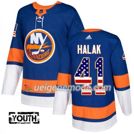 Kinder Eishockey New York Islanders Trikot Jaroslav Halak 41 Adidas 2017-2018 Blue USA Flag Fashion Authentic
